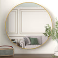 Gold 42 Inch Metal Round Bathroom Mirror Gold Classic Mdf Glass Aluminium