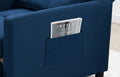 3 In 1 Convertible Futon Sofa Bed With Adjustable Backrest, Single Sofa Bed With Pull Out Sleeper, Convertible Futon Chair For Living Room, Side Bag And 1 Lumbar Pillow,Navy Navy Linen Wood Fabric 1 Seat