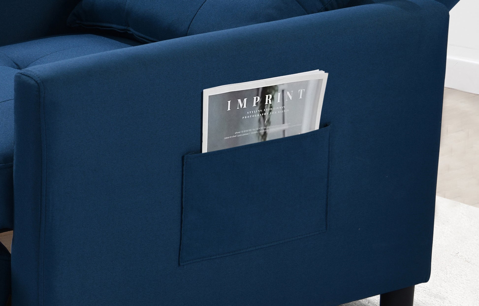 3 In 1 Convertible Futon Sofa Bed With Adjustable Backrest, Single Sofa Bed With Pull Out Sleeper, Convertible Futon Chair For Living Room, Side Bag And 1 Lumbar Pillow,Navy Navy Linen Wood Fabric 1 Seat