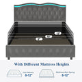Queen Platform Bed Framevelvet Upholstered Bed With Deep Tufted Buttons And Trim, Adjustable Colorful Led Light Decorative Headboard, Bed Sides With Pull Out Storage 4 Drawers, Grey Queen Grey Velvet
