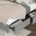 Queen Platform Bed Framevelvet Upholstered Bed With Deep Tufted Buttons And Trim, Adjustable Colorful Led Light Decorative Headboard, Bed Sides With Pull Out Storage 4 Drawers, Grey Queen Grey Velvet