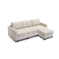 3 Seat Module Sectional Sofa Couch With 1 Ottoman For Living Room,Seat Cushion And Back Cushion Non Removable And Non Washable,Cream Cream Wood Primary Living Space Soft Modern Rubberwood Foam Linen 3 Seat