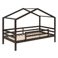 Twin Over Twin Bunk Bed With Roof, Slide And Ladder, Espresso Twin Espresso Solid Wood