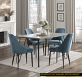 Modern Sleek Design 5Pc Dining Set Table And 4X Side Chairs Blue Velvet Casual Metal Frame Stylish Dining Furniture Wood Blue Dining Room 60 Inches Casual,Modern Rectangular Dining Table With Chair Metal