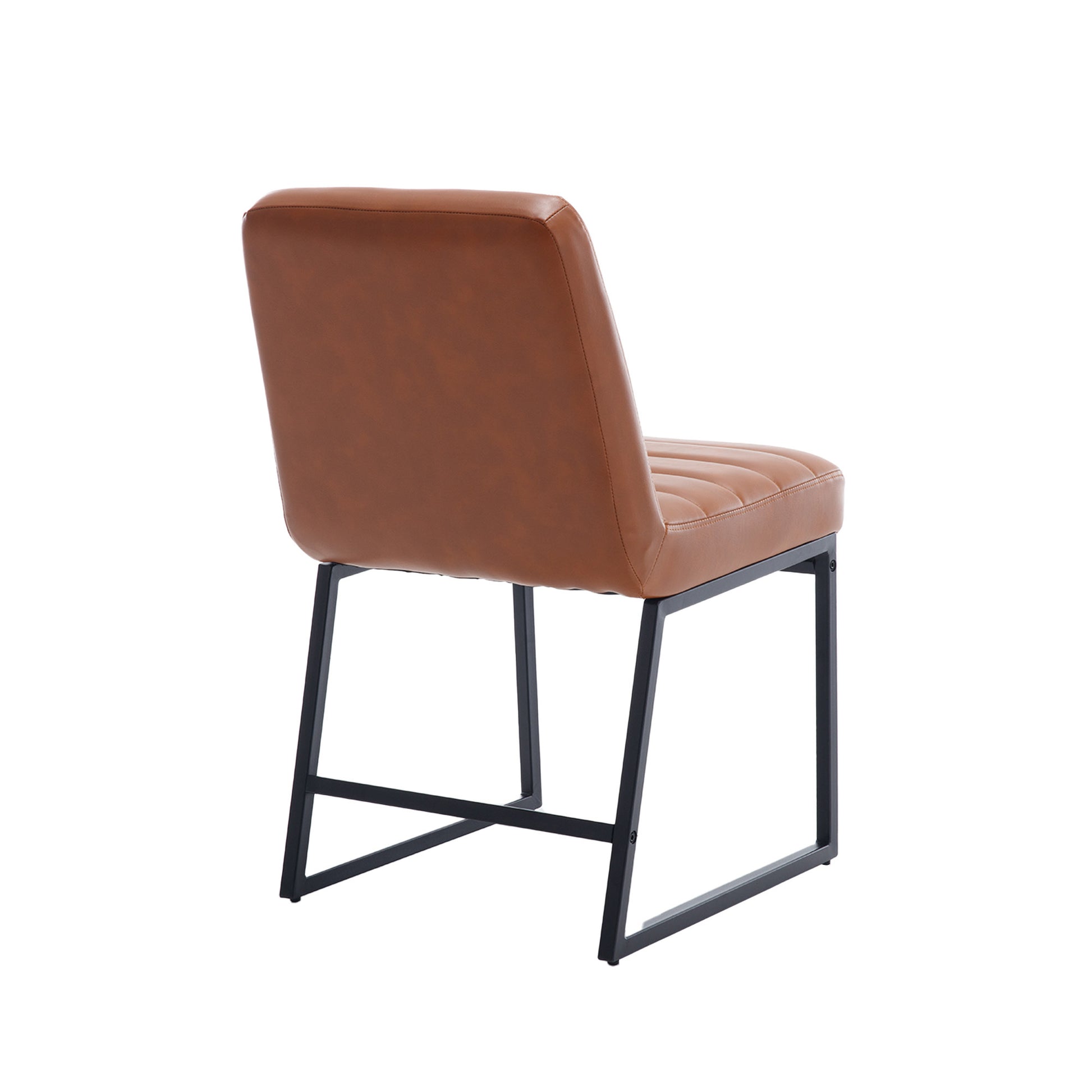 Upholstered Leather Dining Chairs Set Of 2 With Metal Legs, Mid Century Modern Leisure Chairs For Kitchen Living Room Dining Room Bistro Coffee Shop,Brown Brown Dining Room Foam Dry Clean Modern Dining Chairs Foam Pu Leather