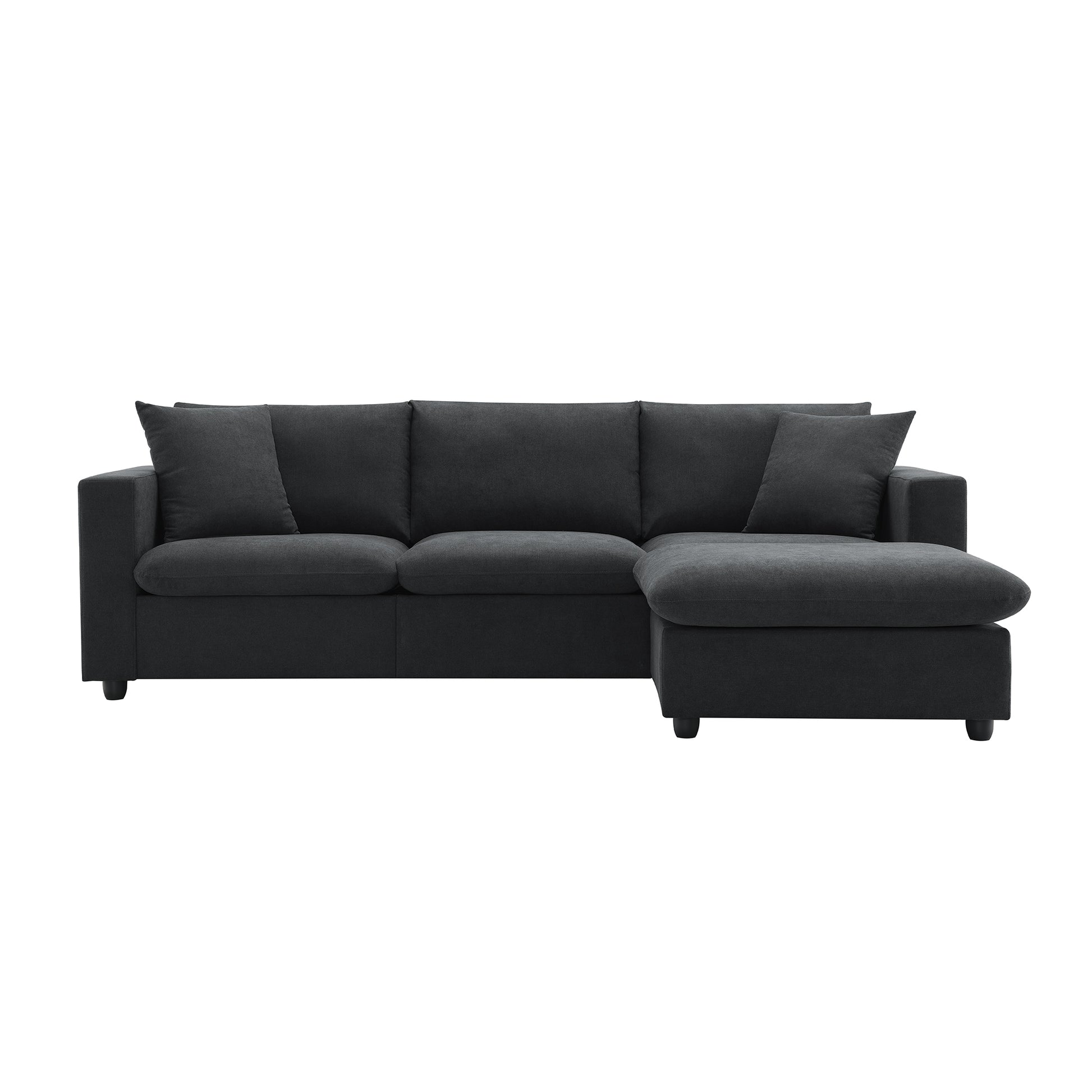 100.4*64.6" Modern Sectional Sofa,L Shaped Couch Set With 2 Free Pillows,4 Seat Polyester Fabric Couch Set With Convertible Ottoman For Living Room, Apartment, Office,4 Colors Black Polyester 3 Seat