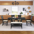 6 Piece Wood Half Round Dining Table Set Kitchen Table Set With Long Bench And 4 Dining Chairs, Modern Style, Gray Gray Wood Dining Room Bench Seating Rubberwood Rectangular Dining Table With Chair And Bench Upholstered Chair Wood Gray Solid Back Seats 6