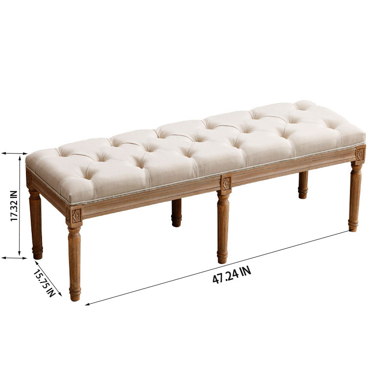 Upholstered Tufted Bench Ottomandining Bench Bedroom Bench Footrest Stool Accent Bench For Entryway Dining Room Living Room, Beige Beige Solid Wood