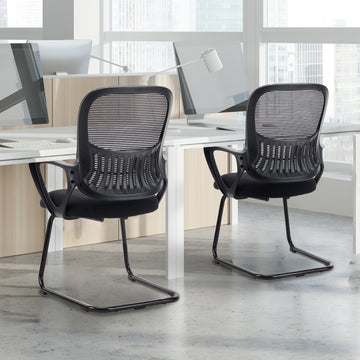 Mid Back Task Chair With Lumbar Support,Black L,Two Black Abs Pc