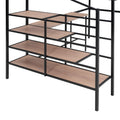 Full Size Metal Loft Bed With Desk And Lateral Storage Ladder, Black Black Metal