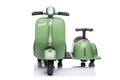 6V Licensed Vespa Scooter Motorcycle With Side Car For Kids, Green Green Under 50 Lbs Chrome