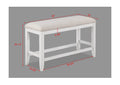 1Pc Transitional White Finish Fabric Upholstered Counter Height Dining Bench White Wood Fabric