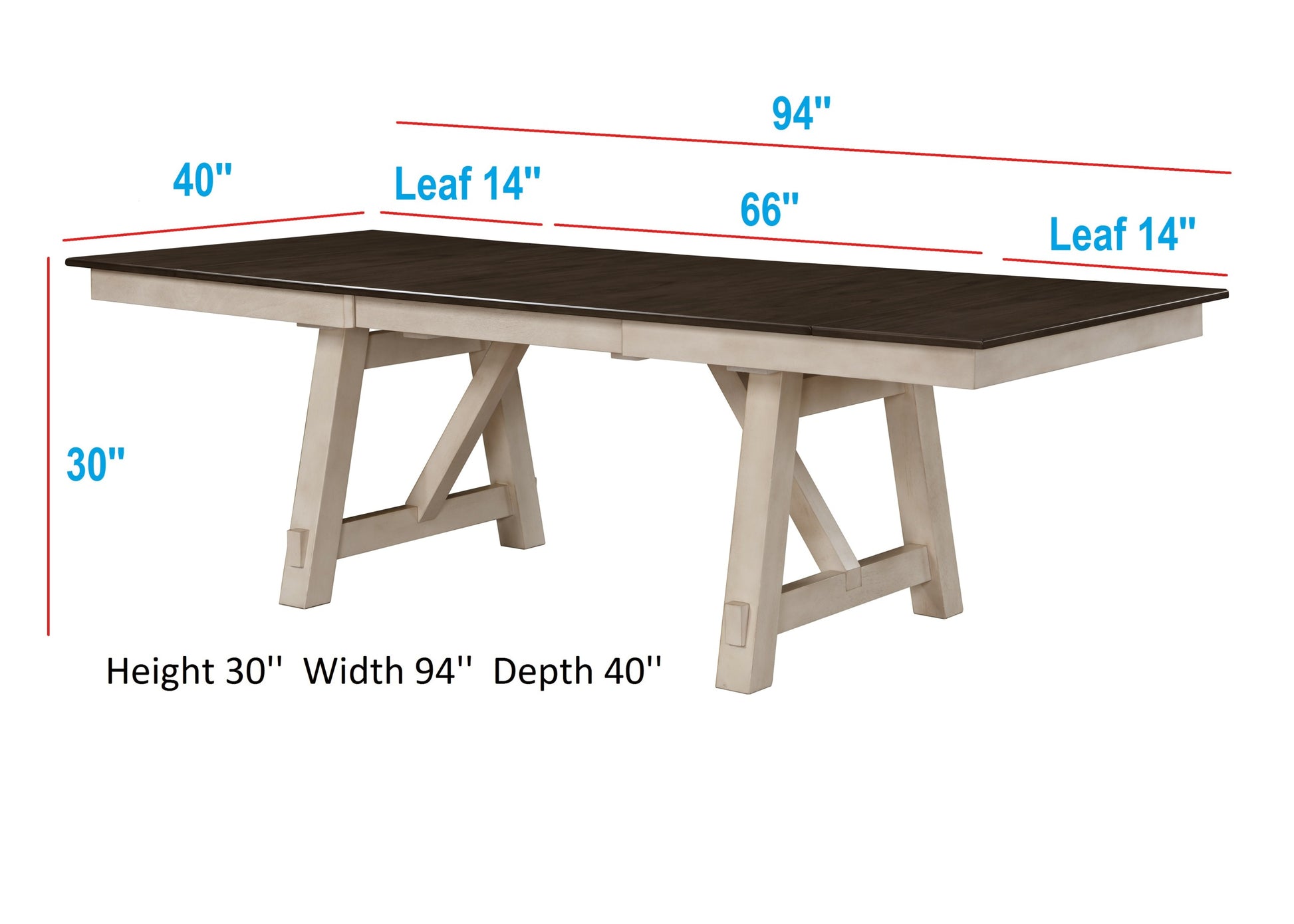 7Pc Cottage Style Extendable Dining Table Set Chalk Gray Tow Tone Finish Upholstered Chair Dining Room Wooden Furniture Two Self Storing Refectory Leaves Solid Wood Wood Wood Cream Seats 6 Wood Dining Room Transitional Rectangular Dining Table With Chair