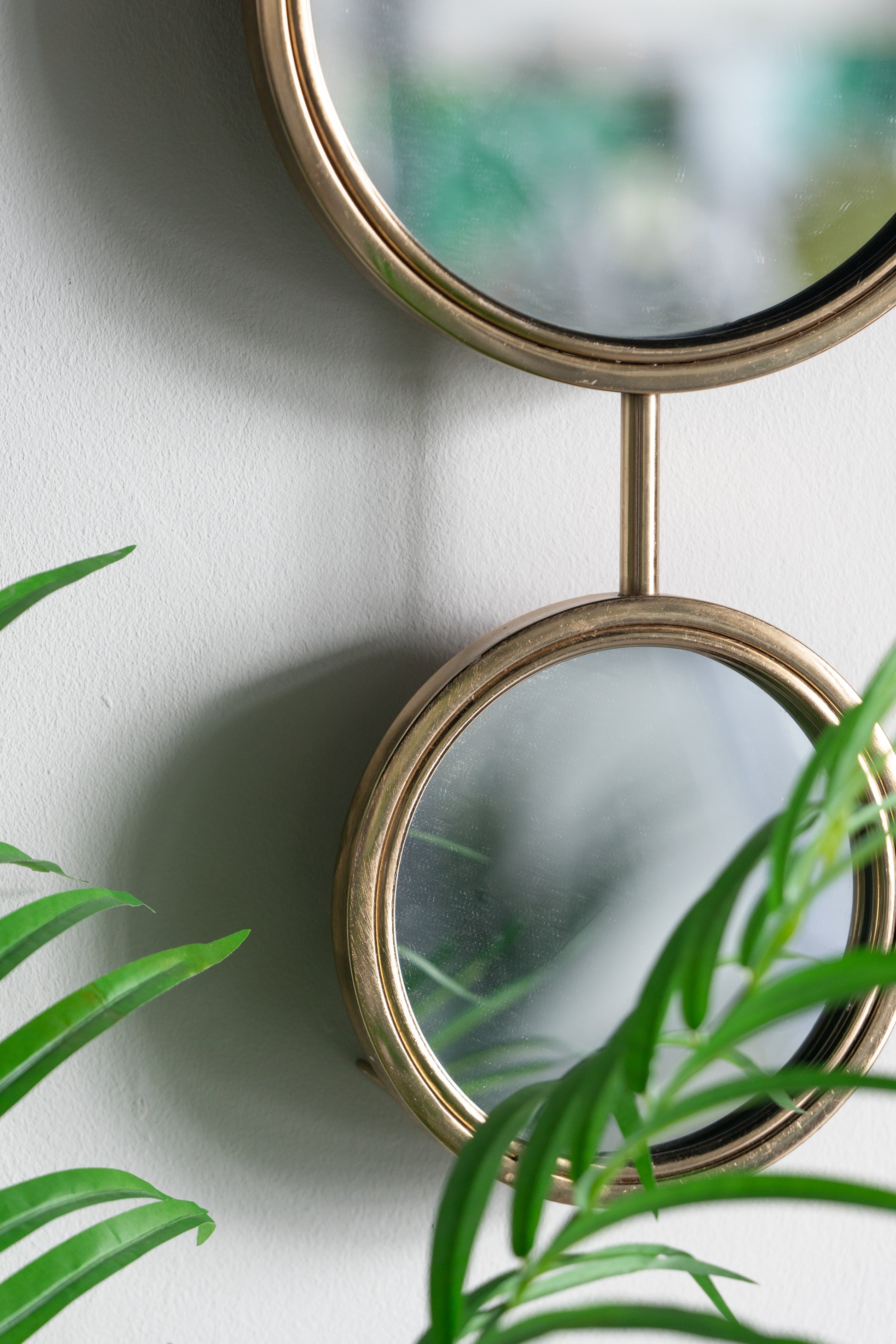 2 Circle Mirrors For Wall Decor, Unique Contemporary Wall Mirror For Living Room Bedroom Entryway,11" X 28.5" Gold Iron