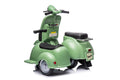 6V Licensed Vespa Scooter Motorcycle With Side Car For Kids, Green Green Under 50 Lbs Chrome