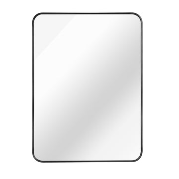 Black 22X30 Inch Metal Rectangle Barhroom Mirror Black Classic Mdf Glass Aluminium Alloy