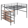 Full Size Metal Loft Bed With Desk And Lateral Storage Ladder, Black Black Metal