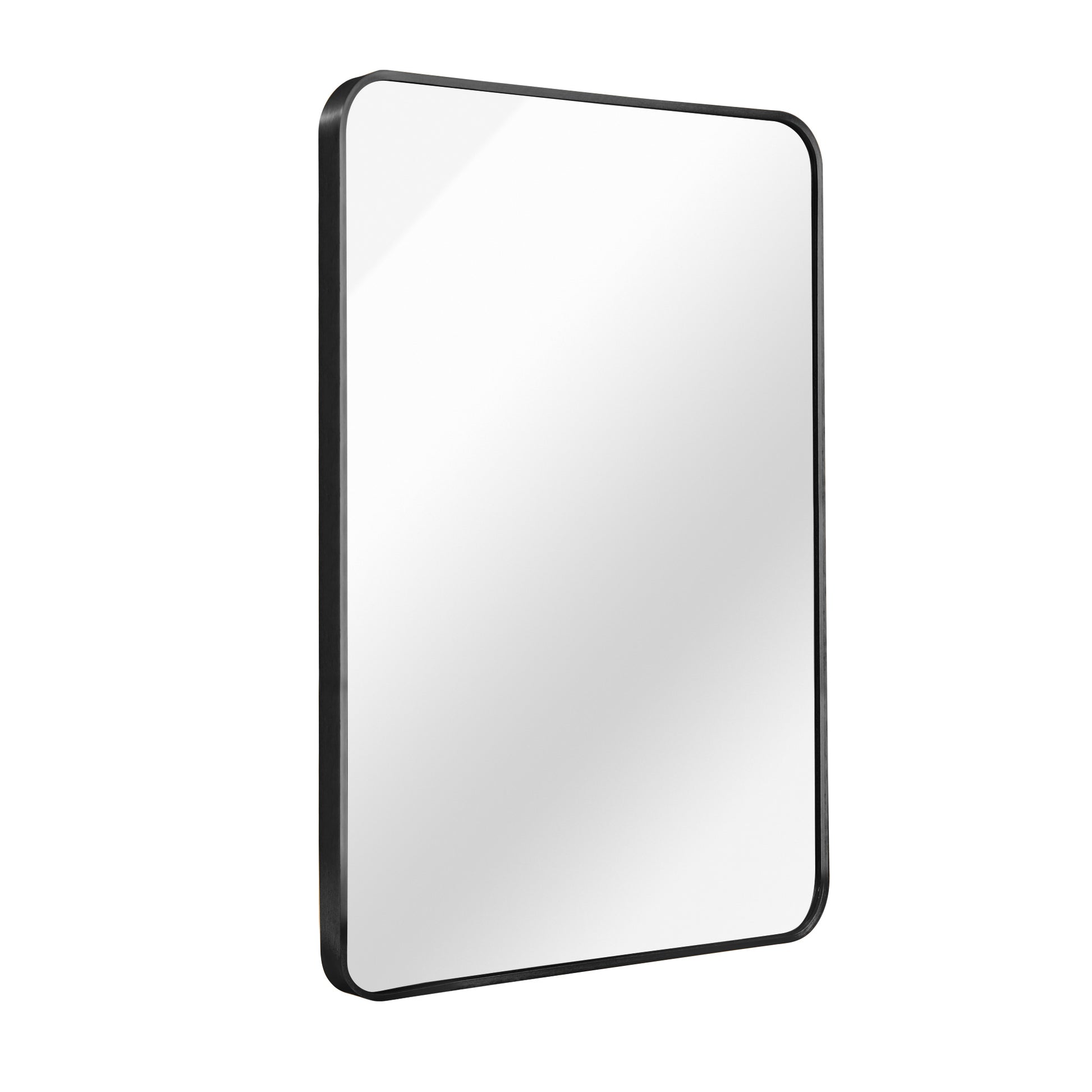 Black 24X36 Inch Metal Rectangle Barhroom Mirror Black Classic Mdf Glass Aluminium Alloy