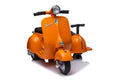 6V Licensed Vespa Scooter Motorcycle With Side Car For Kids, Orange Orange Chrome