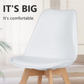 Pu Leather Upholstered Dining Chairs With Wood Legs, Set Of 4 For Kitchen, White White Wood