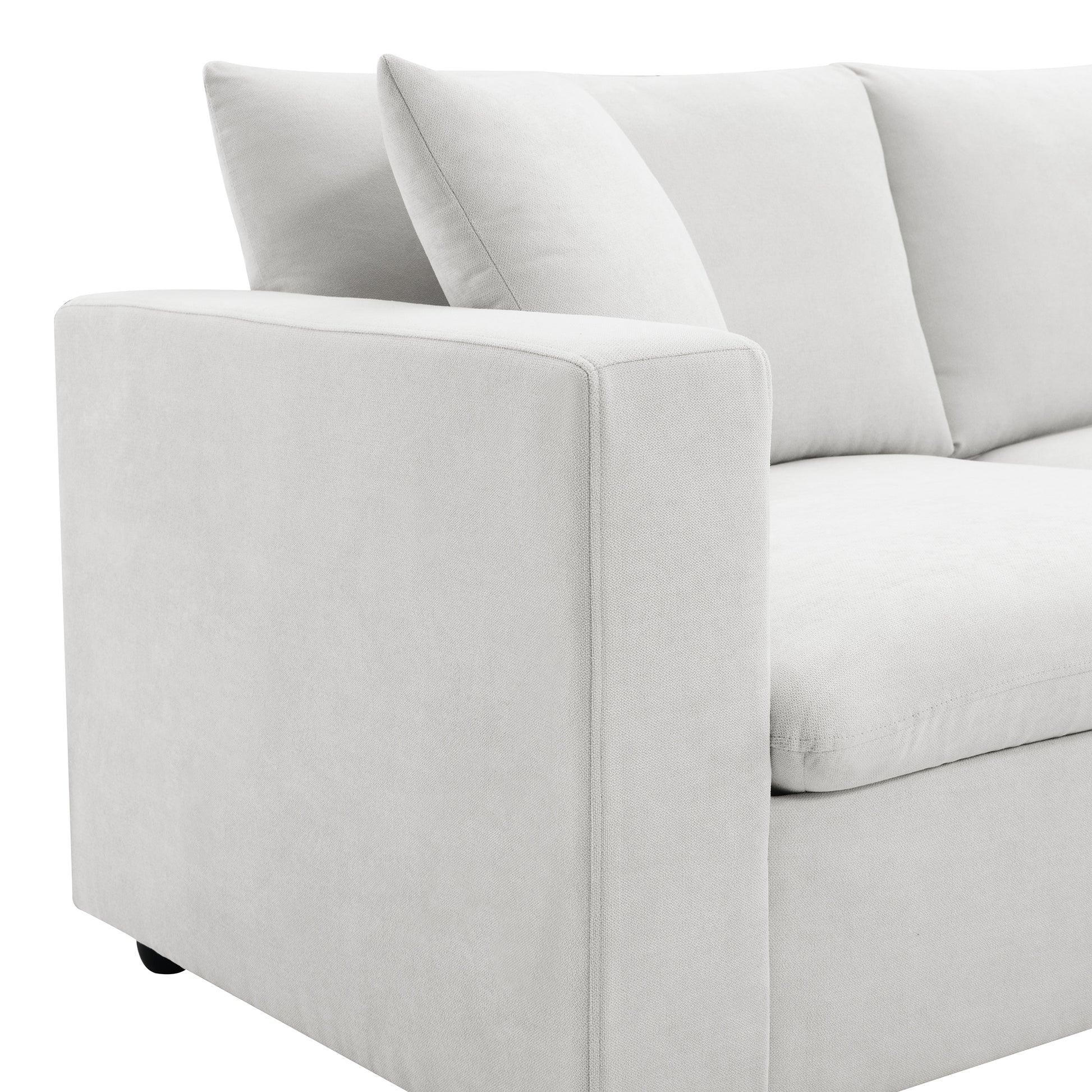 100.4*64.6" Modern Sectional Sofa,L Shaped Couch Set With 2 Free Pillows,4 Seat Polyester Fabric Couch Set With Convertible Ottoman For Living Room, Apartment, Office,4 Colors White Polyester 3 Seat