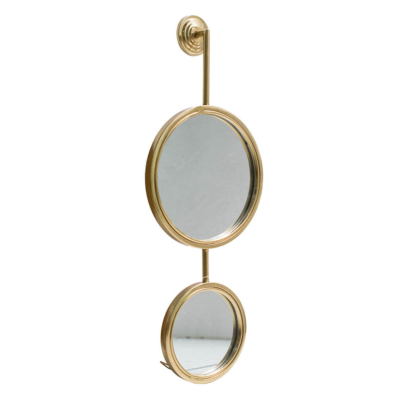 2 Circle Mirrors For Wall Decor, Unique Contemporary Wall Mirror For Living Room Bedroom Entryway,11" X 28.5" Gold Iron