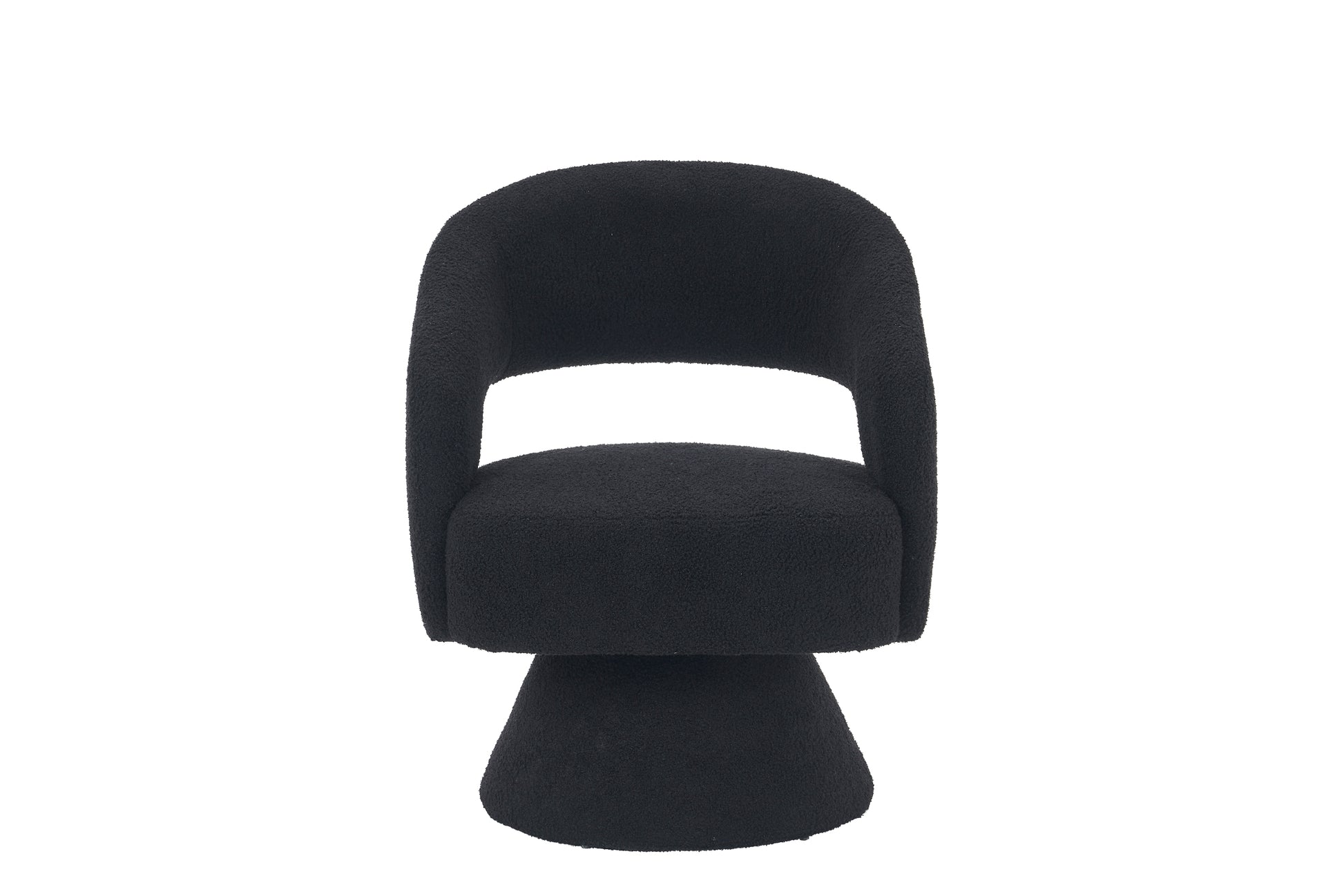 Swivel Accent Chair Armchair, Round Barrel Chair In Fabric For Living Room Bedroom,Black Teddy Black Foam Faux Fur