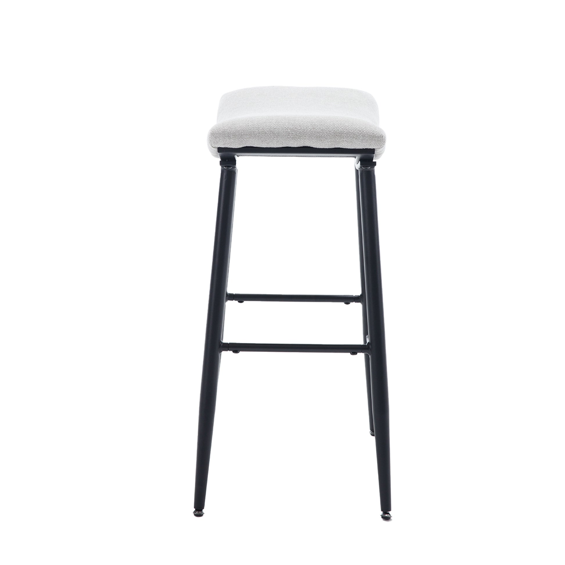 Bar Stools Set Of 2 Armless Counter Low Bar Stools Without Back Modern Linen Fabric Breakfast Stools With Metal Leg And Footrest,Beige Gray Pale Blue Beige Kitchen Foam Dry Clean Modern Bar Stools Foam Linen
