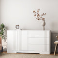 Sideboard Buffet Cabinet With Storage, Modern Kitchen Buffet Storage Cabinet With Drawer And Doors, Large Coffee Bar With Adjustable Shelves For Kitchen White Mdf