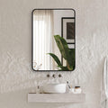 Black 24X32 Inch Metal Rectangle Barhroom Mirror Black Classic Mdf Glass Aluminium Alloy