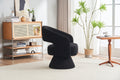 Swivel Accent Chair Armchair, Round Barrel Chair In Fabric For Living Room Bedroom,Black Teddy Black Foam Faux Fur