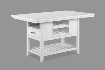 1Pc Counter Height Table With Storage Drawers Wine Rack Open Shelf White Finish Dining Room Wooden Furniture Antique White Seats 6 Dining Room Contemporary,Farmhouse Rectangular Rectangular Wood