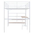 Full Size Metal Loft Bed With Desk And Lateral Storage Ladder, White White Metal