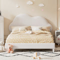 Full Size Upholstered Cloud Shape Bed ,Velvet Platform Bed With Headboard,No Box Spring Needed,Beige Beige Velvet