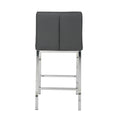 Modern Design High Counter Stool Electroplated Leg Kitchen Restaurant Grey Pu Bar Chair Set Of 2 Grey Foam