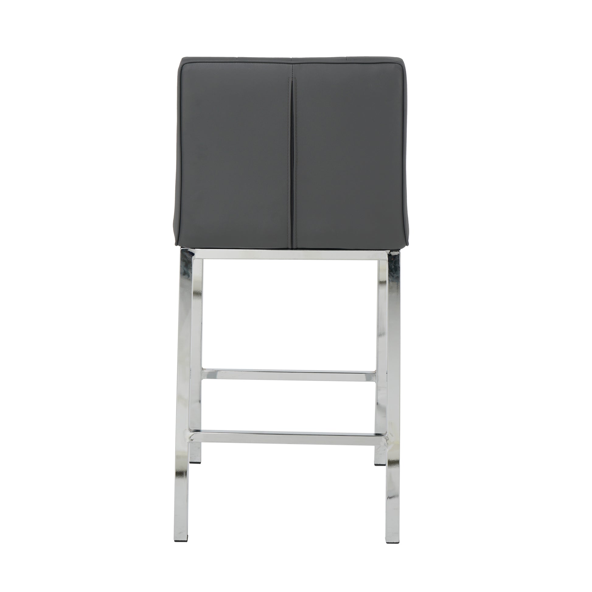 Modern Design High Counter Stool Electroplated Leg Kitchen Restaurant Grey Pu Bar Chair Set Of 2 Grey Foam