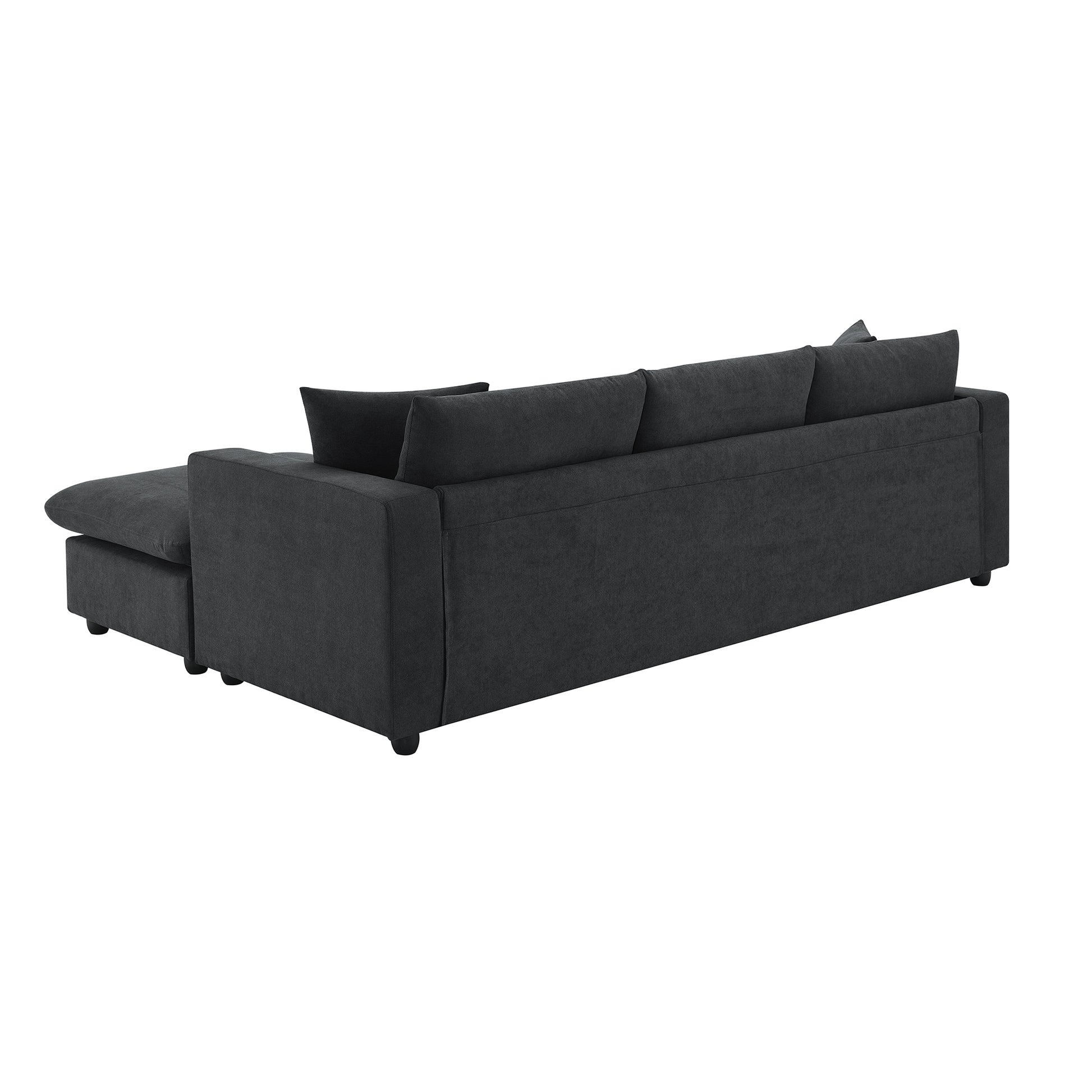 100.4*64.6" Modern Sectional Sofa,L Shaped Couch Set With 2 Free Pillows,4 Seat Polyester Fabric Couch Set With Convertible Ottoman For Living Room, Apartment, Office,4 Colors Black Polyester 3 Seat