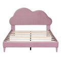 Full Size Upholstered Cloud Shape Bed ,Velvet Platform Bed With Headboard,No Box Spring Needed,Pink Pink Velvet