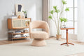 Swivel Accent Chair Armchair, Round Barrel Chair In Fabric For Living Room Bedroom,Nude Teddy Cream Faux Fur