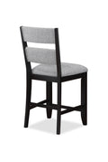 2Pc Set Black Farmhouse Style Ladder Back Counter Height Side Chair Stool Gray Color Upholstered Seat And Back Dining Room Wooden Furniture Black Dining Room Contemporary,Farmhouse Dining Chairs Ladder Back Wood