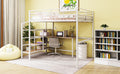 Full Size Metal Loft Bed With Desk And Lateral Storage Ladder, White White Metal