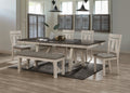 Cottage Style 1Pc Extendable Dining Table Chalk Gray Tow Tone Finish Dining Room Wooden Furniture Two Self Storing Refectory Leaves Trestle Legs Cream Dining Room Transitional Wood