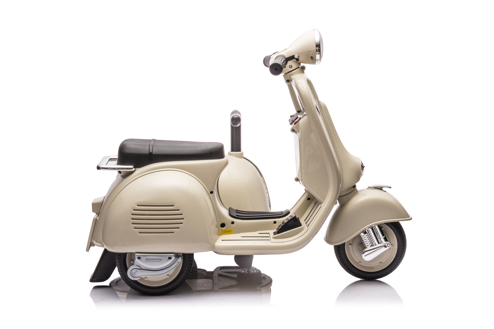 6V Licensed Vespa Scooter Motorcycle With Side Car For Kids, Gray Gray Chrome