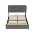 Queen Platform Bed Frame With Pneumatic Hydraulic Function, Velvet Upholstered Bed With Deep Tufted Buttons, Lift Up Storage Bed With Hidden Underbed Oversized Storage, Gray Queen Grey Velvet