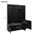 Elegant Design Hall Tree With Comfort And Storage Solutions, Functional Hallway Shoe Cabinet With Bench&Cushion, Modern Coat Rack With Hooks For Entryways, Black Cushioned Black Primary Living Space Mdf