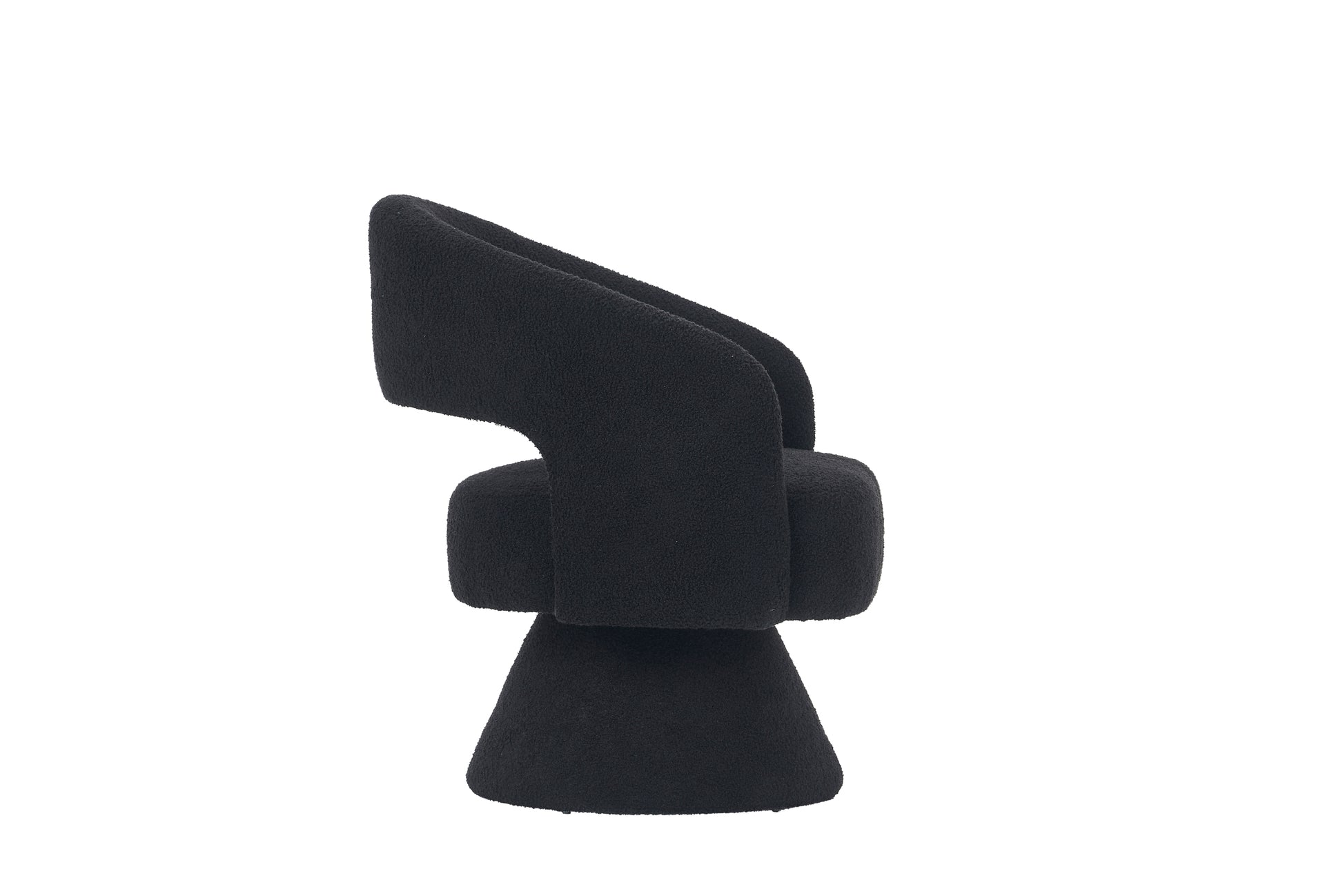 Swivel Accent Chair Armchair, Round Barrel Chair In Fabric For Living Room Bedroom,Black Teddy Black Foam Faux Fur