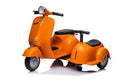 6V Licensed Vespa Scooter Motorcycle With Side Car For Kids, Orange Orange Chrome