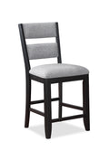 2Pc Set Black Farmhouse Style Ladder Back Counter Height Side Chair Stool Gray Color Upholstered Seat And Back Dining Room Wooden Furniture Black Dining Room Contemporary,Farmhouse Dining Chairs Ladder Back Wood