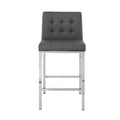 Modern Design High Counter Stool Electroplated Leg Kitchen Restaurant Grey Pu Bar Chair Set Of 2 Grey Foam