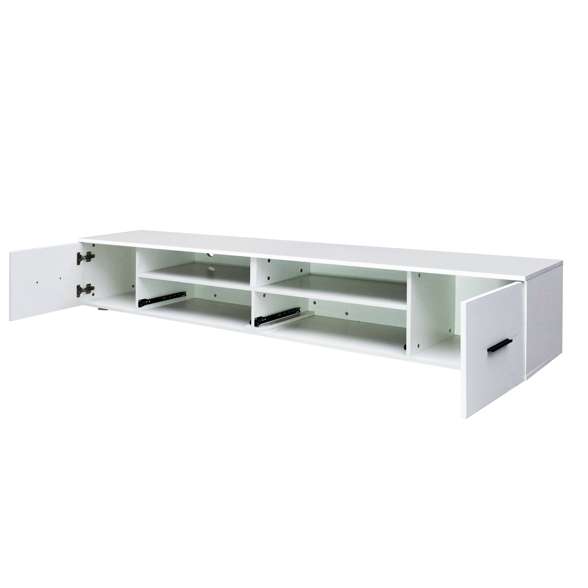 White Tv Stand For Living Room, Modern Entertainment Center Stand For Tv Up To 90 Inch, Large Led Tv Stand With 4 Storage Drawers, High Glossy Waterproof Tv Console, Tv Table Media Furniture White Particle Board